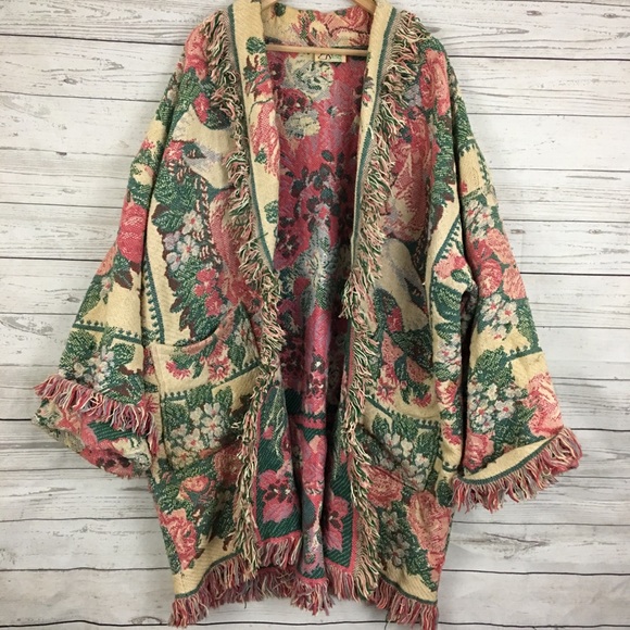 fringed blanket coat